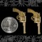 Raw Brass Medium Sized Western Gun Pendants - Set of Two - B-P76